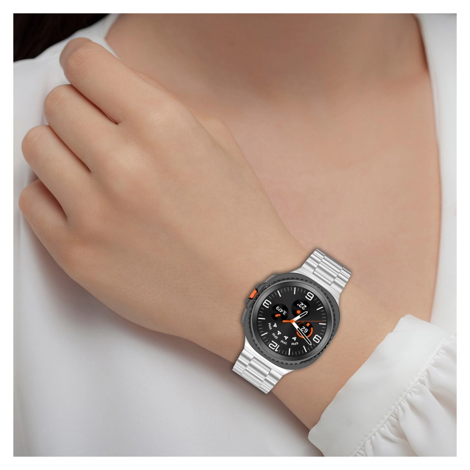 Universeel Smartwatch 20MM Bandje - Hoogwaardig Staal - met Schakels - Zilver afbeelding 3