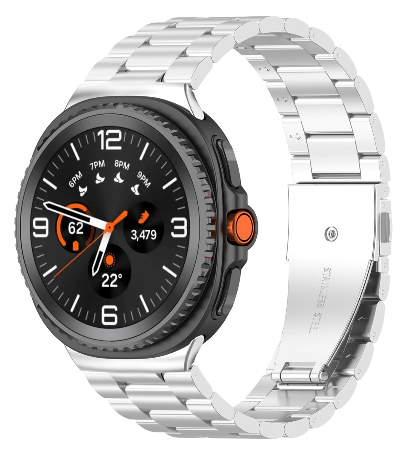 Universeel Smartwatch 20MM Bandje - Hoogwaardig Staal - met Schakels - Zilver afbeelding 6
