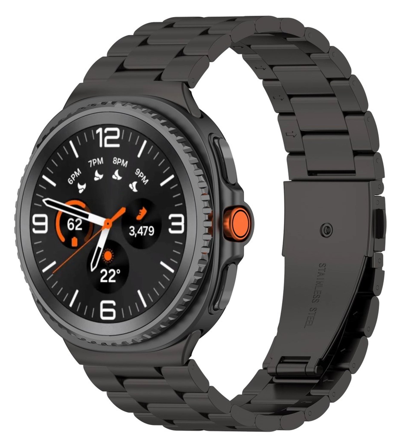 Universeel Smartwatch 20MM Bandje - Hoogwaardig Staal - met Schakels - Zwart afbeelding 2