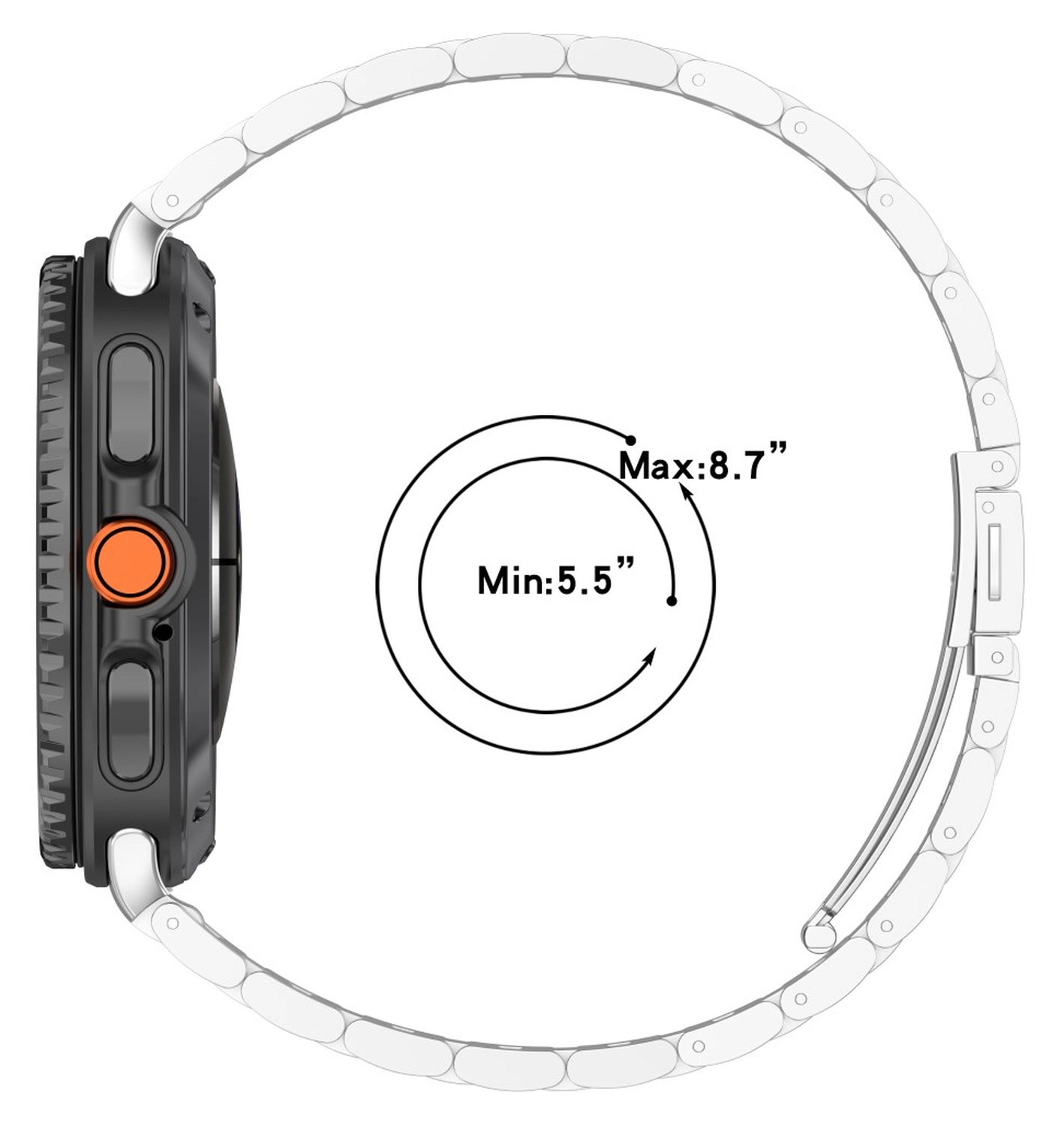 Universeel Smartwatch 20MM Bandje - Hoogwaardig Staal - met Schakels - Zwart afbeelding 7