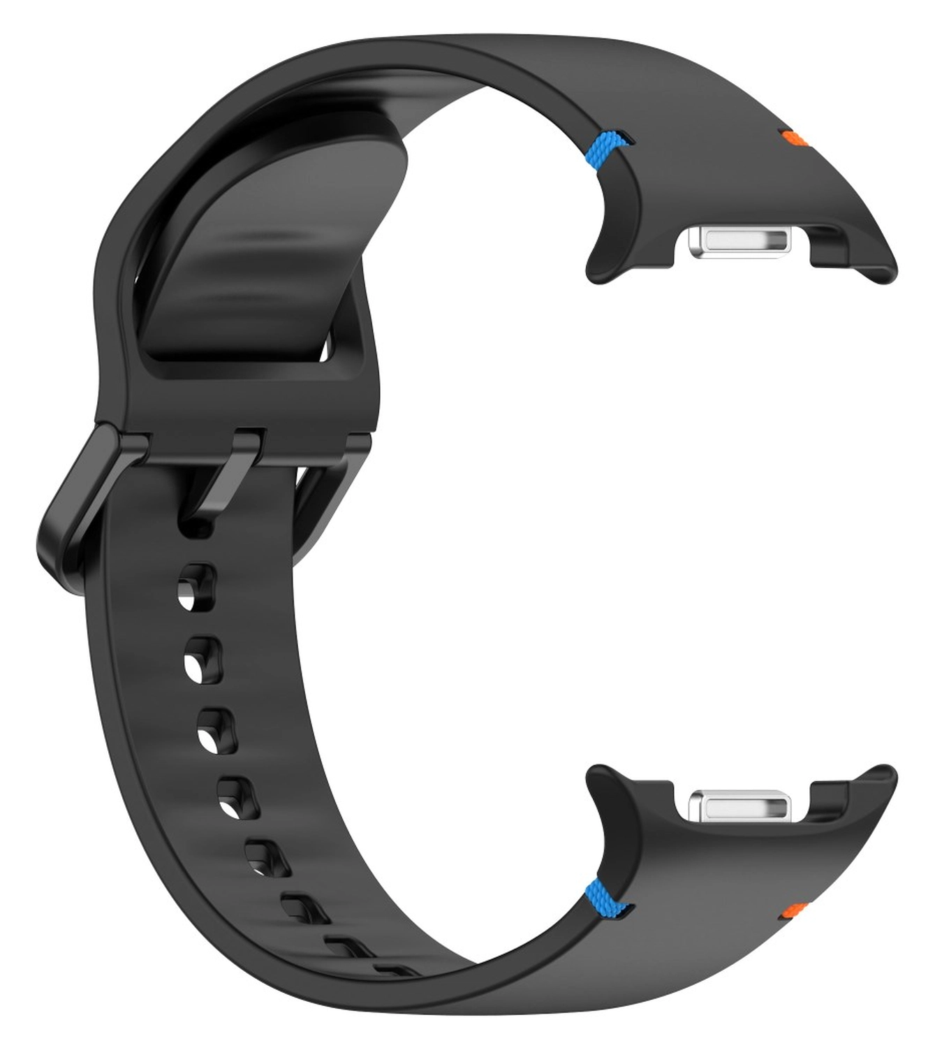 Samsung Galaxy Watch 9 / 8 Bandje - Siliconen Gesp Sluiting - L - Zwart afbeelding 4