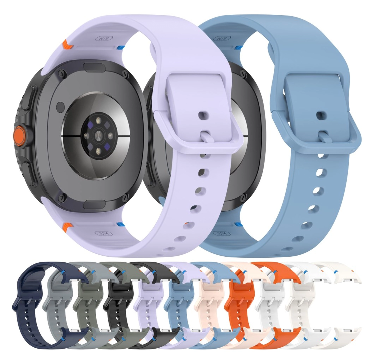 Samsung Galaxy Watch 9 / 8 Bandje - Siliconen Gesp Sluiting - L - Zwart afbeelding 6