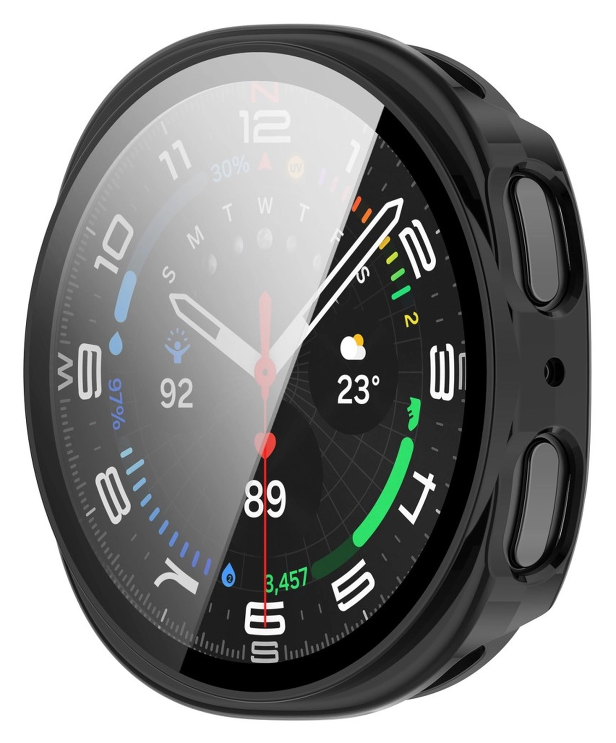 Samsung Galaxy Watch 8 40MM Hoesje - Bumper met Tempered Glass - Zwart afbeelding 2