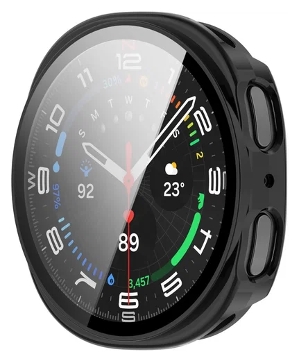 Samsung Galaxy Watch 8 40MM Hoesje - Bumper met Tempered Glass - Zwart afbeelding 2