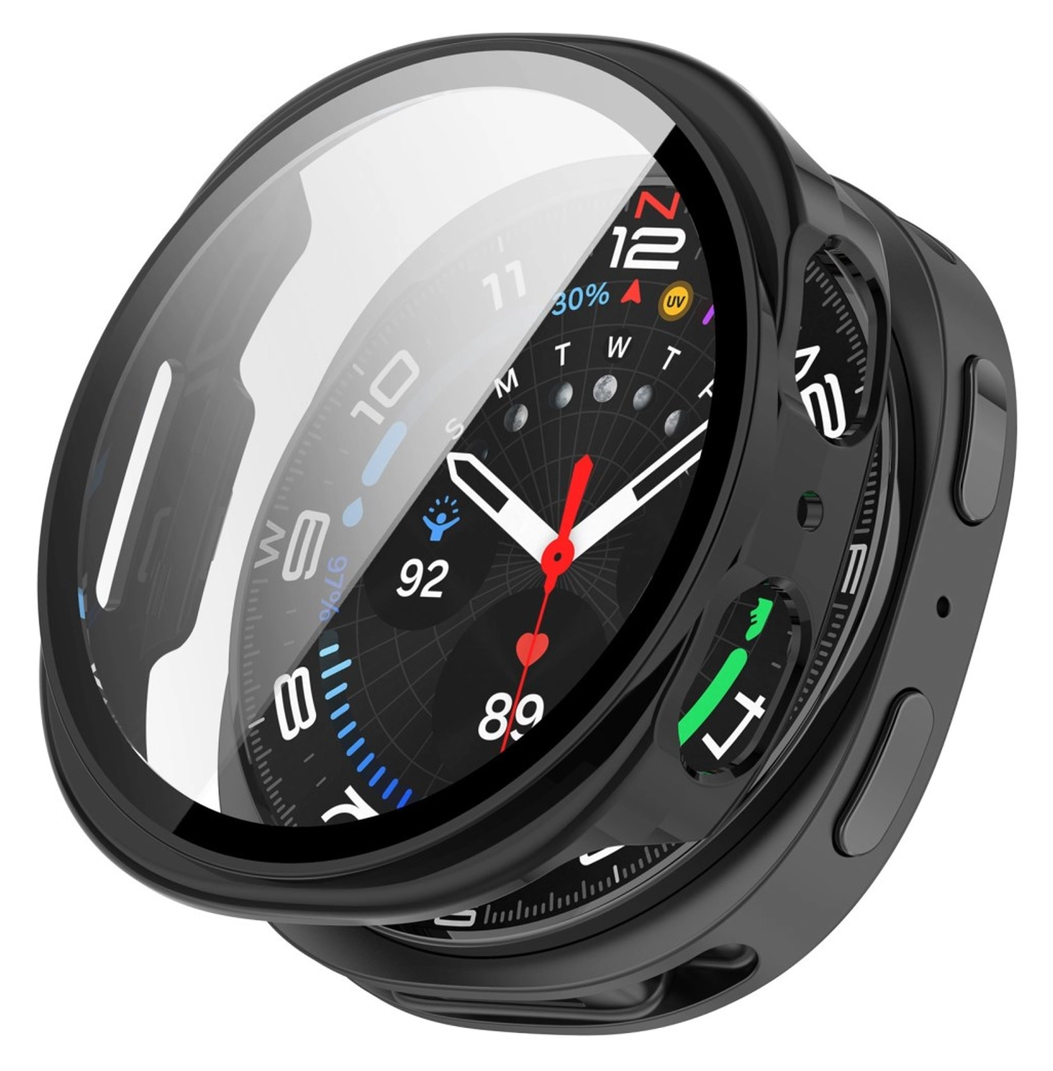 Samsung Galaxy Watch 8 44MM Hoesje - Bumper met Tempered Glass - Zwart afbeelding 1