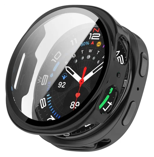 Samsung Galaxy Watch 8 44MM Hoesje - Bumper met Tempered Glass - Zwart afbeelding 1