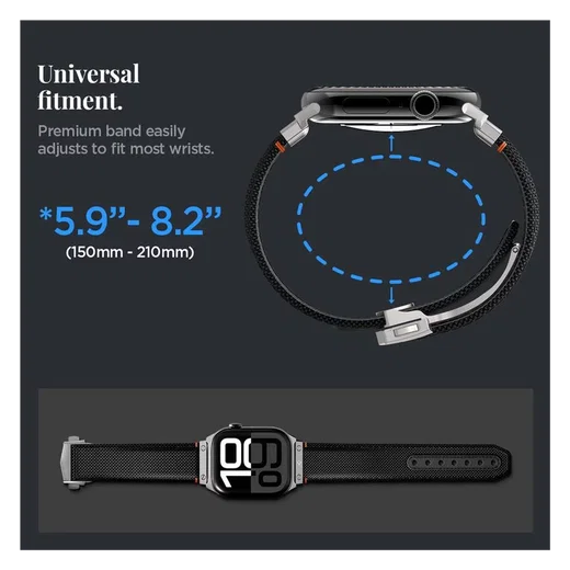 Spigen Classic Fit - Apple Watch 1-10/SE/Ultra Bandje - 49/46/45/44/42MM - Zwart afbeelding 4