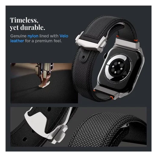 Spigen Classic Fit - Apple Watch 1-10/SE/Ultra Bandje - 49/46/45/44/42MM - Zwart afbeelding 6