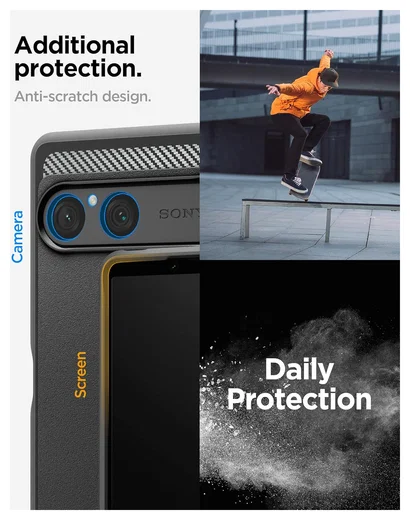 Spigen Rugged Armor Sony Xperia 10 VII Hoesje Back Cover Matte Zwart afbeelding 5