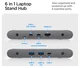 Spigen ArcDock Laptop Standaard met 6-in-1 Hub USB-A/USB-C 100W PD/4K HDMI Grijs afbeelding 3