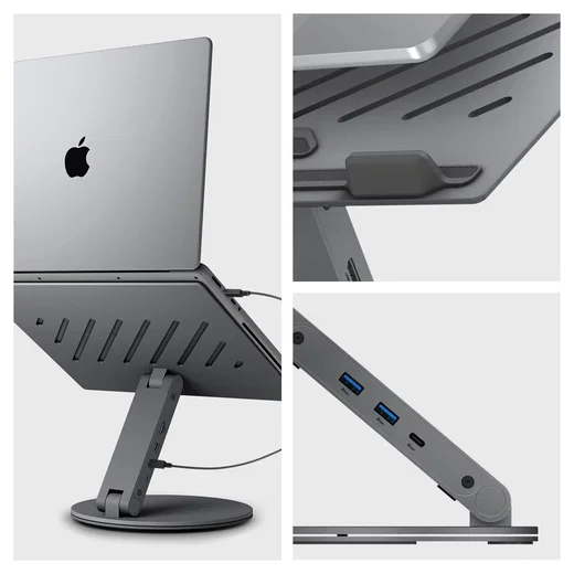 Spigen ArcDock Laptop Standaard met 6-in-1 Hub USB-A/USB-C 100W PD/4K HDMI Grijs afbeelding 7
