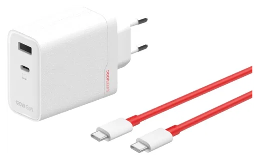 Originele OnePlus SuperVOOC GaN Oplader 120W + USB-C Kabel 1M Wit/Rood afbeelding 1