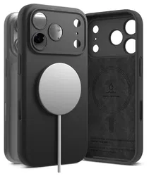 Ringke Silicone Magnetic Apple iPhone 17 Pro Max Hoesje MagSafe Back Cover Zwart afbeelding