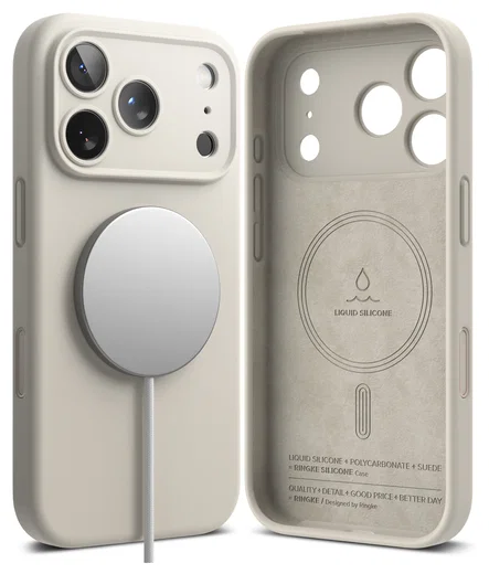 Ringke Silicone Magnetic Apple iPhone 17 Pro Max Hoesje MagSafe Back Cover Beige afbeelding 11