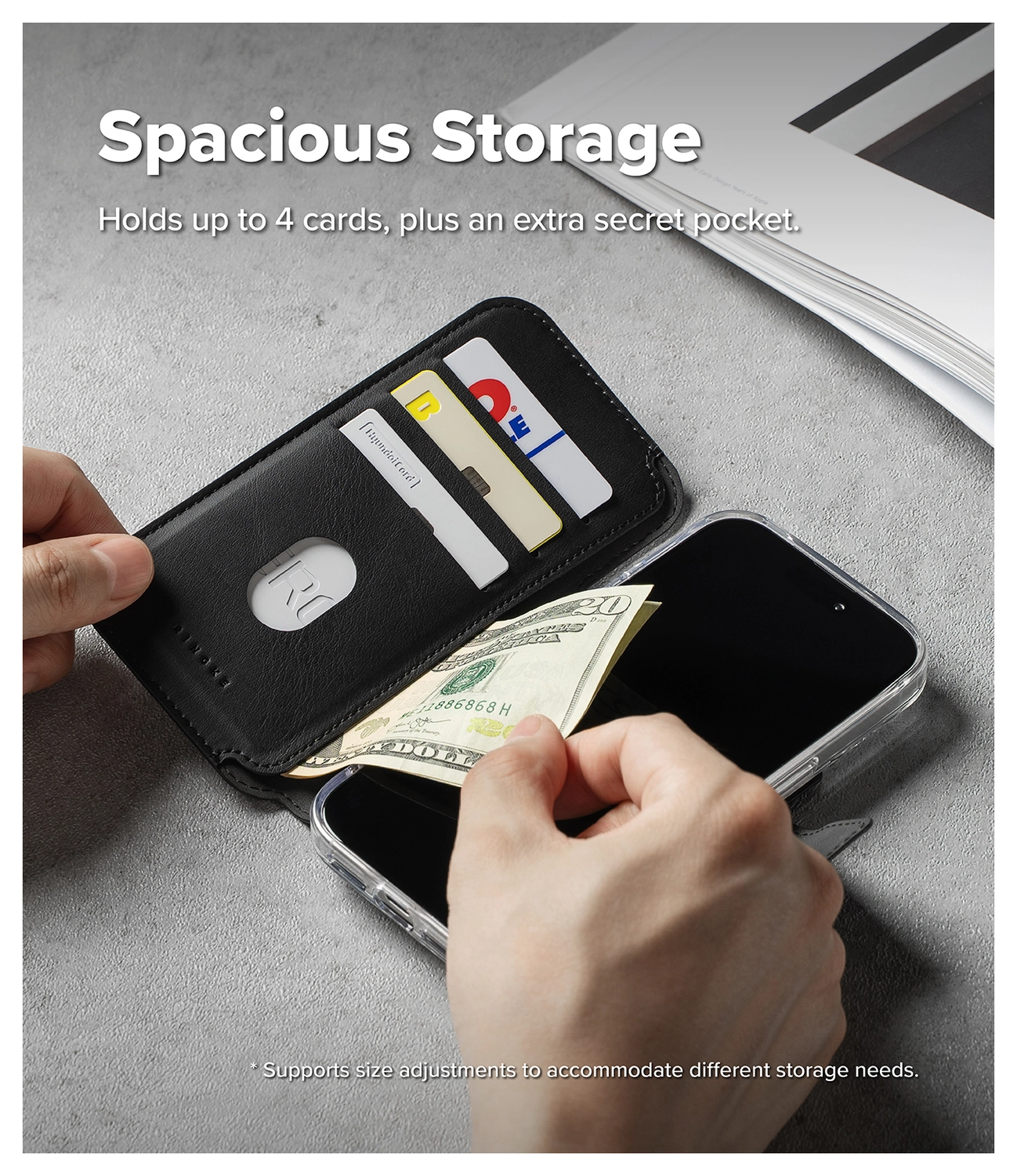 Ringke Folio Grip Wallet Magnetic Apple iPhone 17 Pro Max Hoesje Zwart afbeelding 5