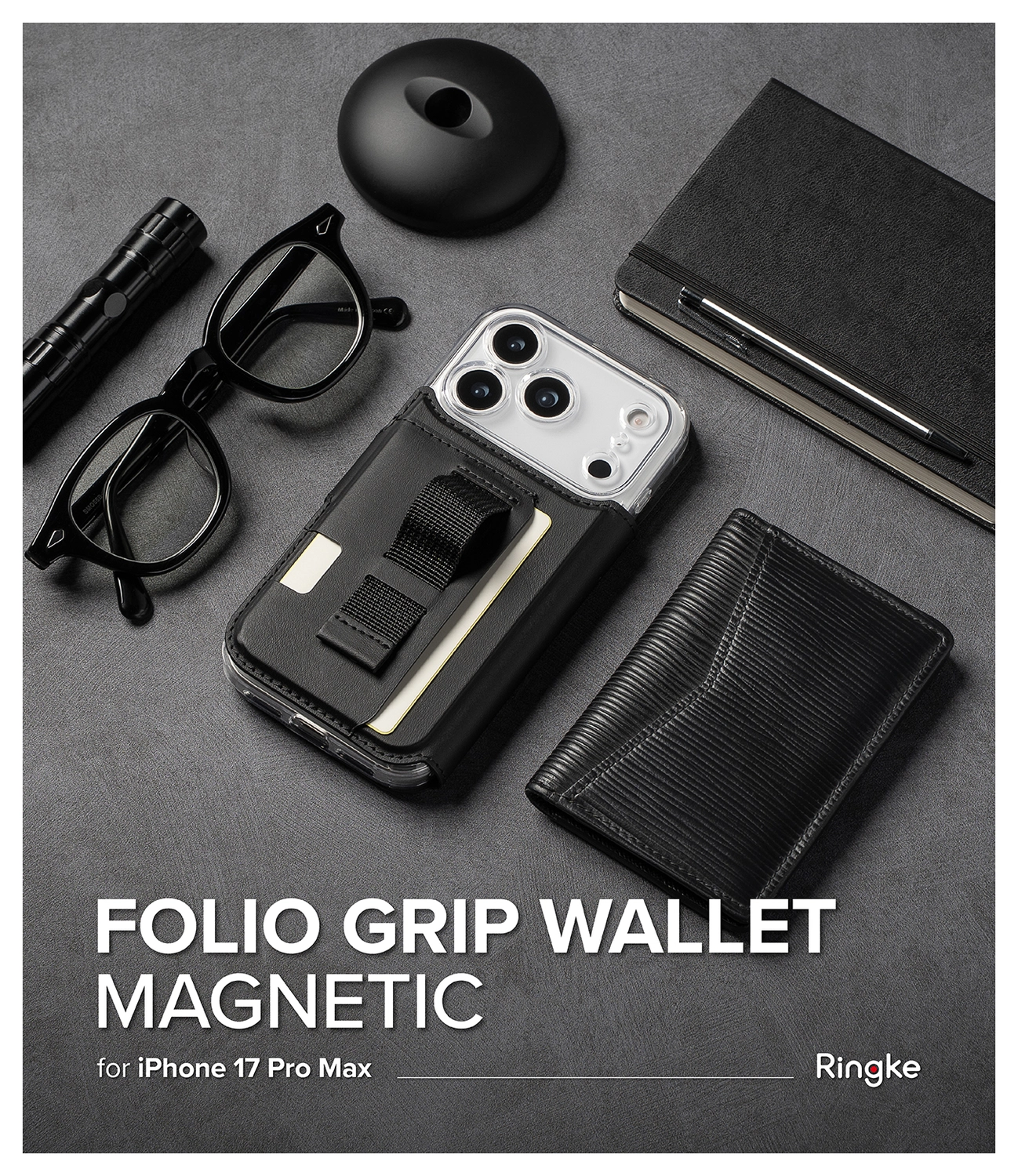Ringke Folio Grip Wallet Magnetic Apple iPhone 17 Pro Max Hoesje Zwart afbeelding 8