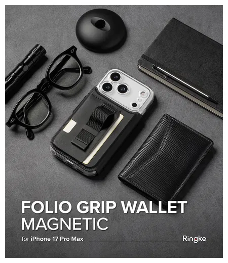 Ringke Folio Grip Wallet Magnetic Apple iPhone 17 Pro Max Hoesje Zwart afbeelding 8