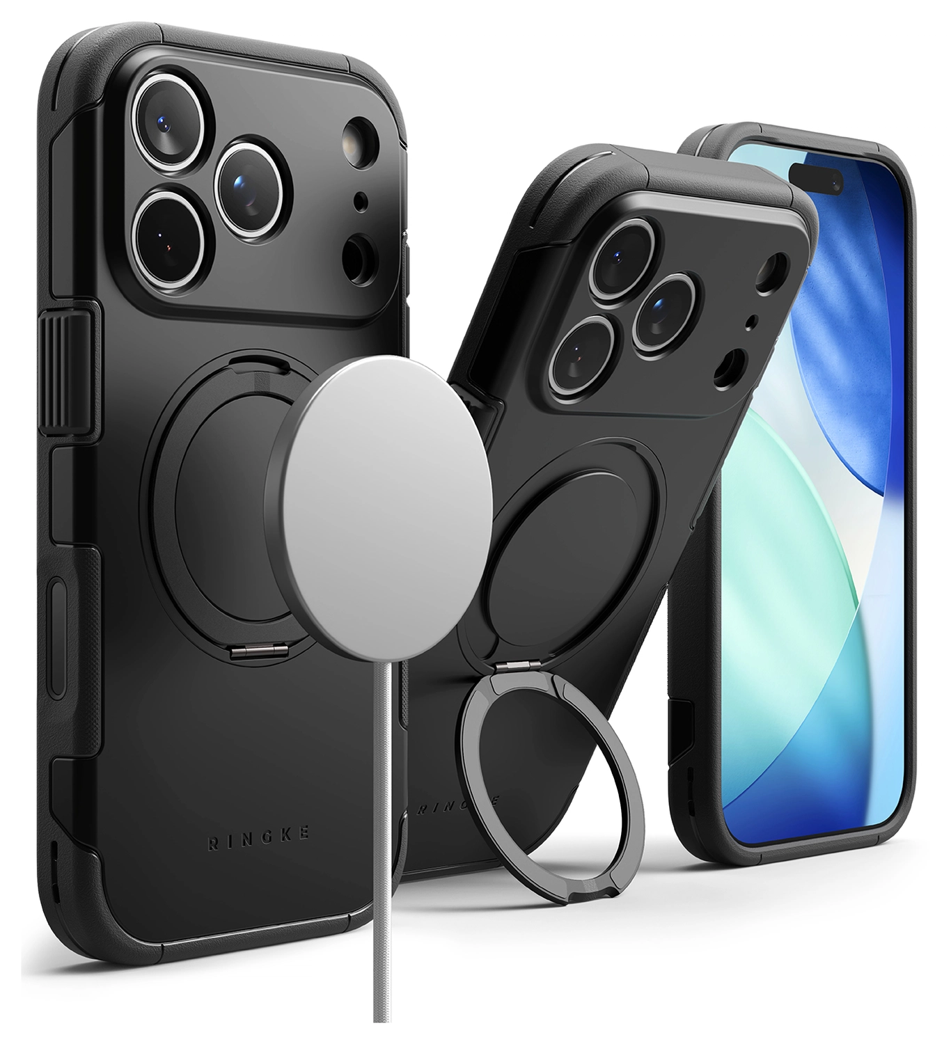 Ringke Alles iPhone 17 Pro Max Hoesje 360° MagSafe Standaard Zwart afbeelding 2