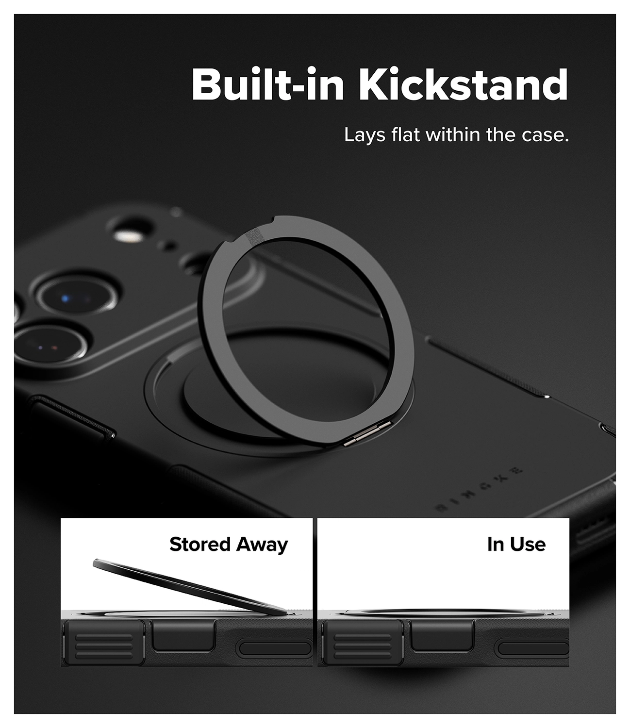 Ringke Alles iPhone 17 Pro Max Hoesje 360° MagSafe Standaard Zwart afbeelding 4