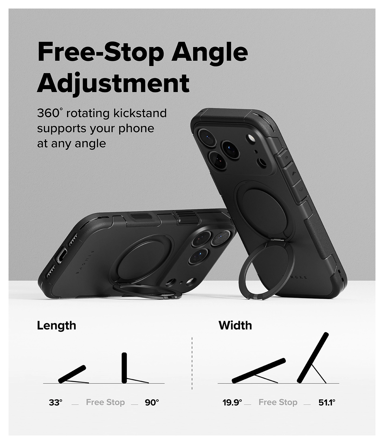 Ringke Alles iPhone 17 Pro Max Hoesje 360° MagSafe Standaard Zwart afbeelding 5