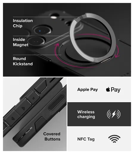 Ringke Alles iPhone 17 Pro Max Hoesje 360° MagSafe Standaard Zwart afbeelding 9