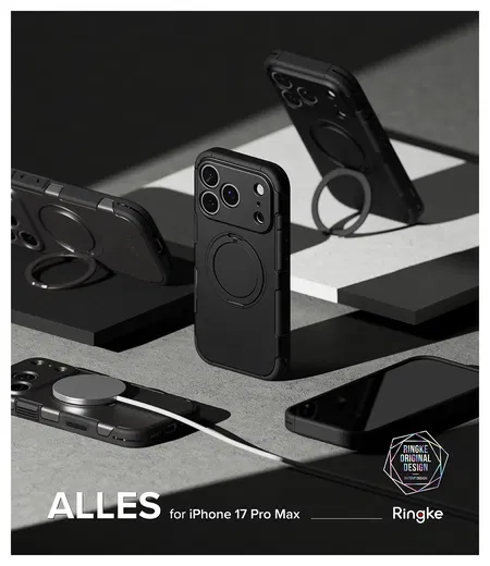 Ringke Alles iPhone 17 Pro Max Hoesje 360° MagSafe Standaard Gunmetal afbeelding 11