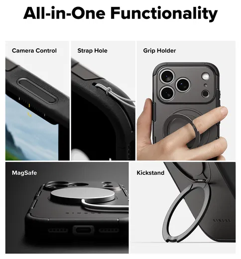 Ringke Alles iPhone 17 Pro Max Hoesje 360° MagSafe Standaard Gunmetal afbeelding 6