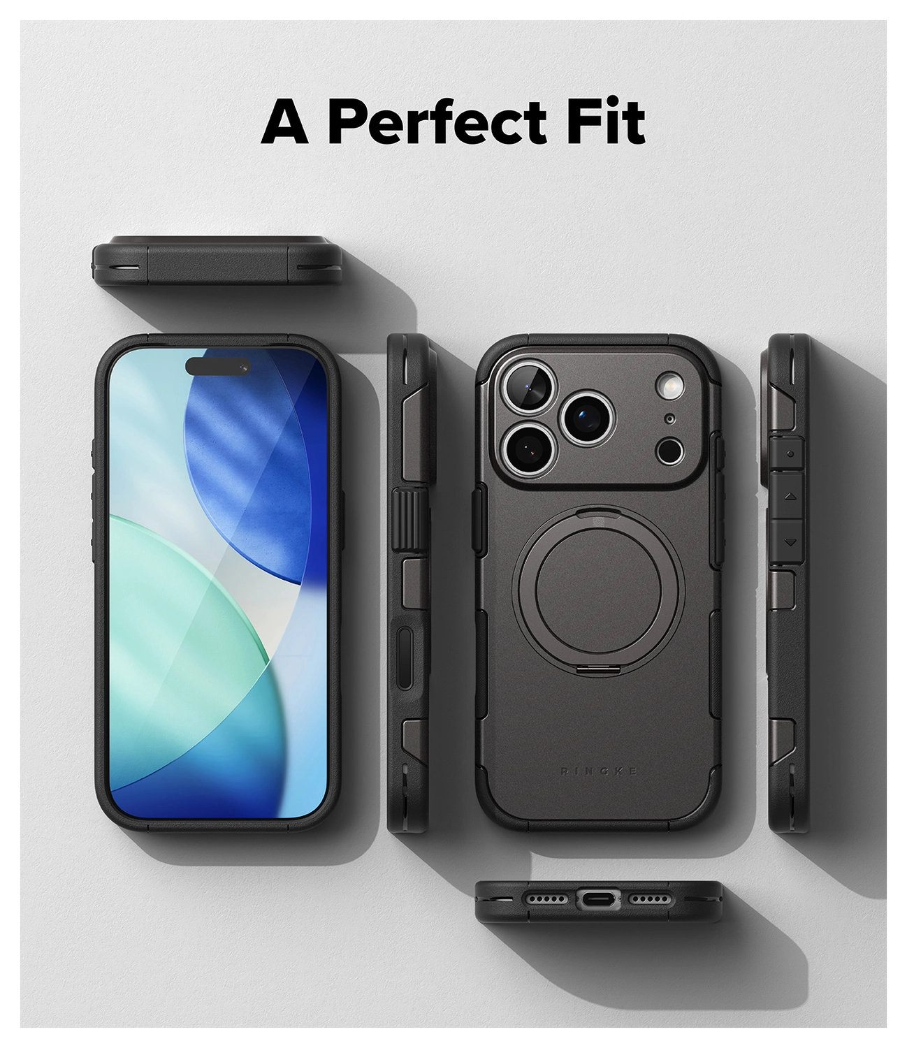 Ringke Alles iPhone 17 Pro Max Hoesje 360° MagSafe Standaard Gunmetal afbeelding 9