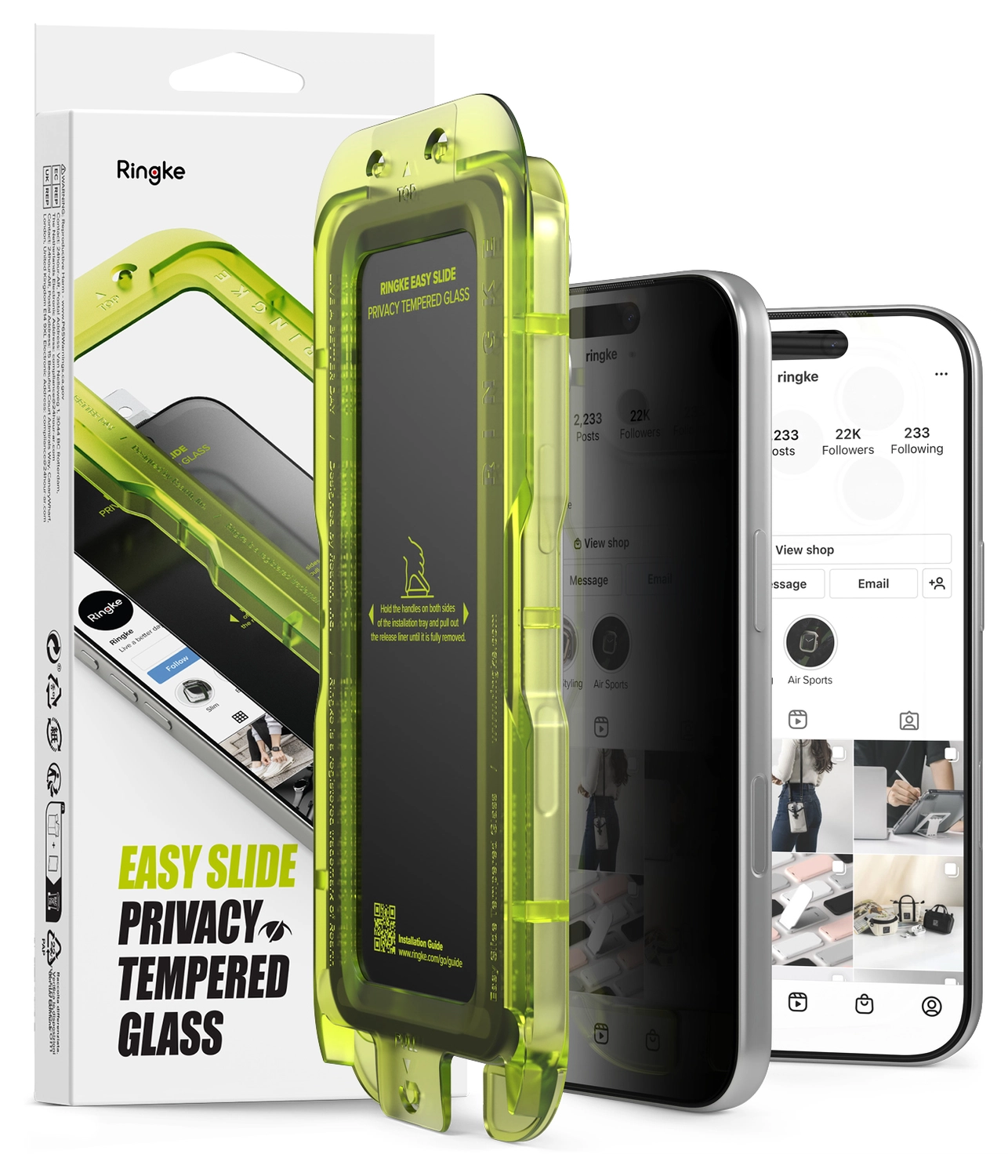 Ringke Easy Slide Privacy Glass iPhone 17 Pro Max Screen Protector Jig 2-Pack afbeelding 1