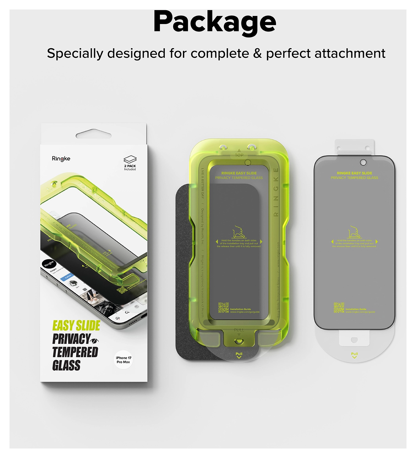 Ringke Easy Slide Privacy Glass iPhone 17 Pro Max Screen Protector Jig 2-Pack afbeelding 16
