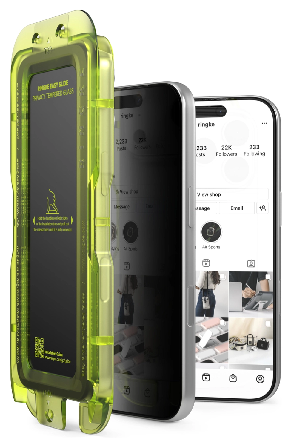 Ringke Easy Slide Privacy Glass iPhone 17 Pro Max Screen Protector Jig 2-Pack afbeelding 2