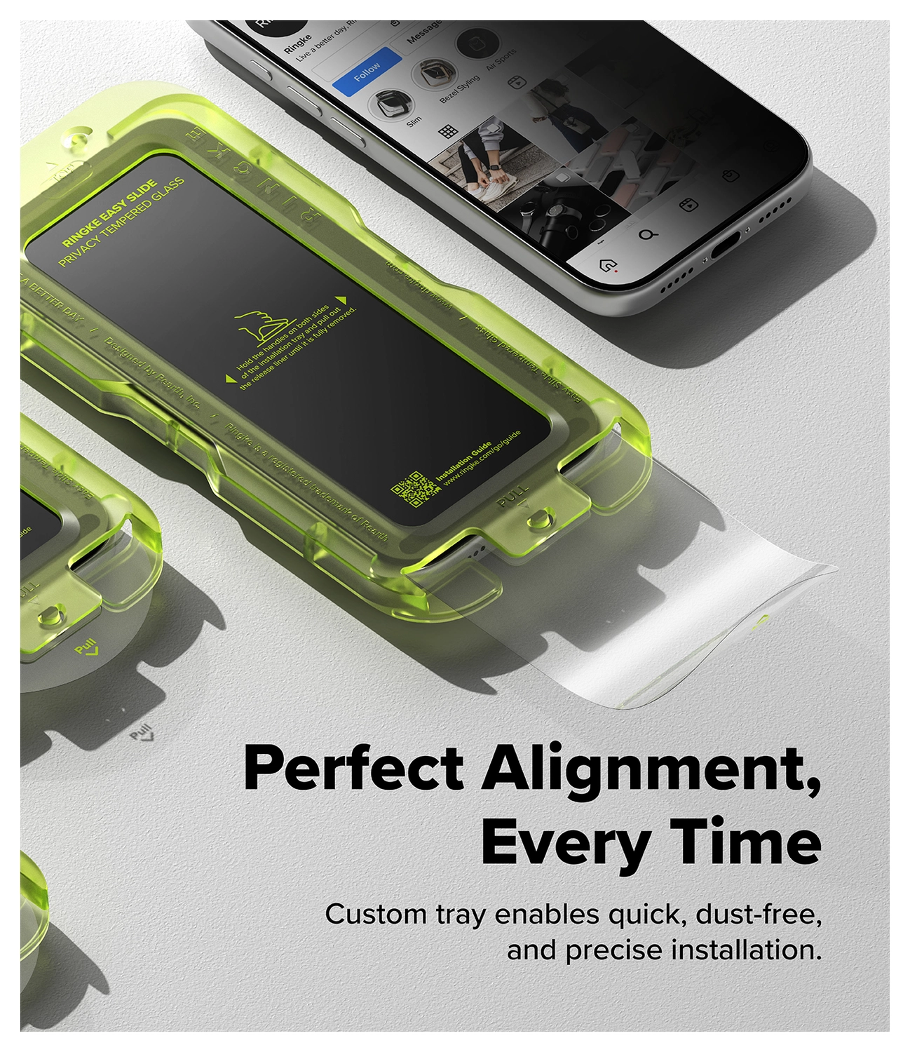 Ringke Easy Slide Privacy Glass iPhone 17 Pro Max Screen Protector Jig 2-Pack afbeelding 4