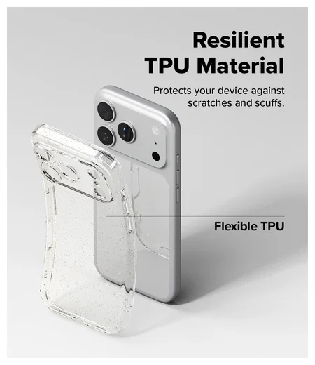 Ringke Air iPhone 17 Pro Hoesje Flexibel TPU Back Cover Glitter Transparant afbeelding 4