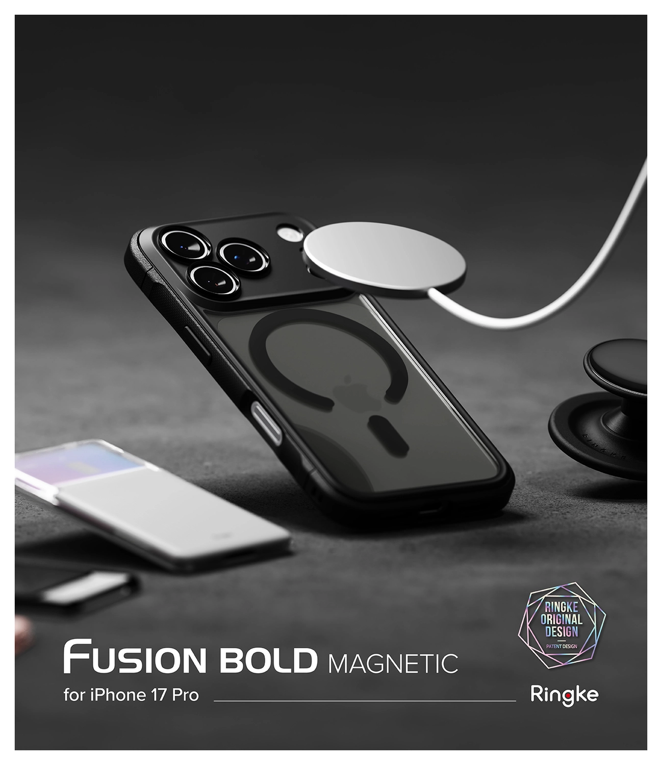 Ringke Fusion Bold Magnetic Apple iPhone 17 Pro Hoesje MagSafe Matte Zwart afbeelding 11