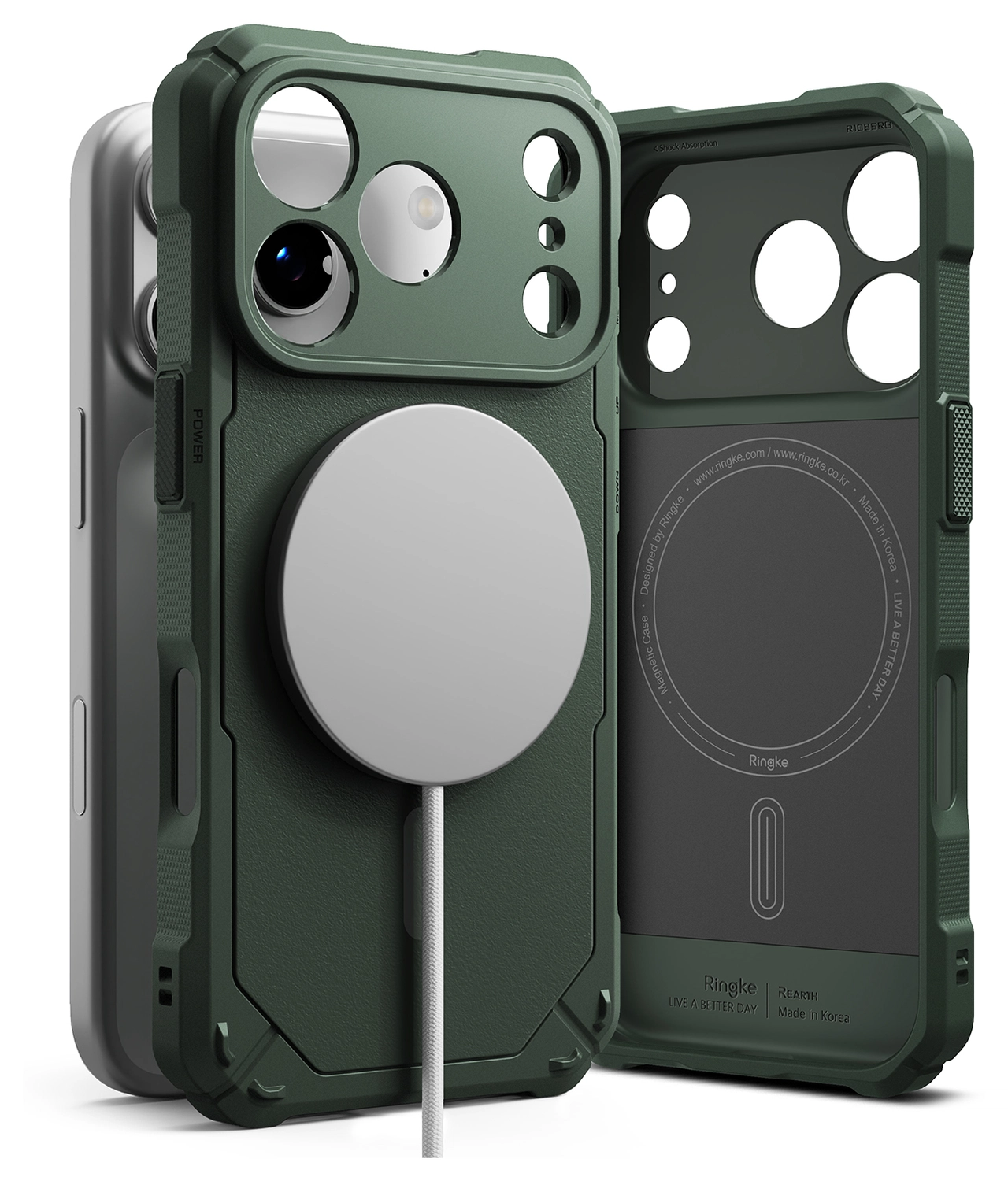 Ringke Rugged Gear Magnetic Apple iPhone 17 Pro Hoesje MagSafe Back Cover Groen afbeelding 1