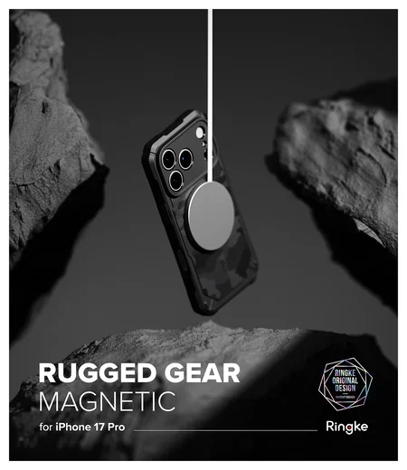 Ringke Rugged Gear Magnetic Apple iPhone 17 Pro Hoesje MagSafe Camo Zwart afbeelding 11
