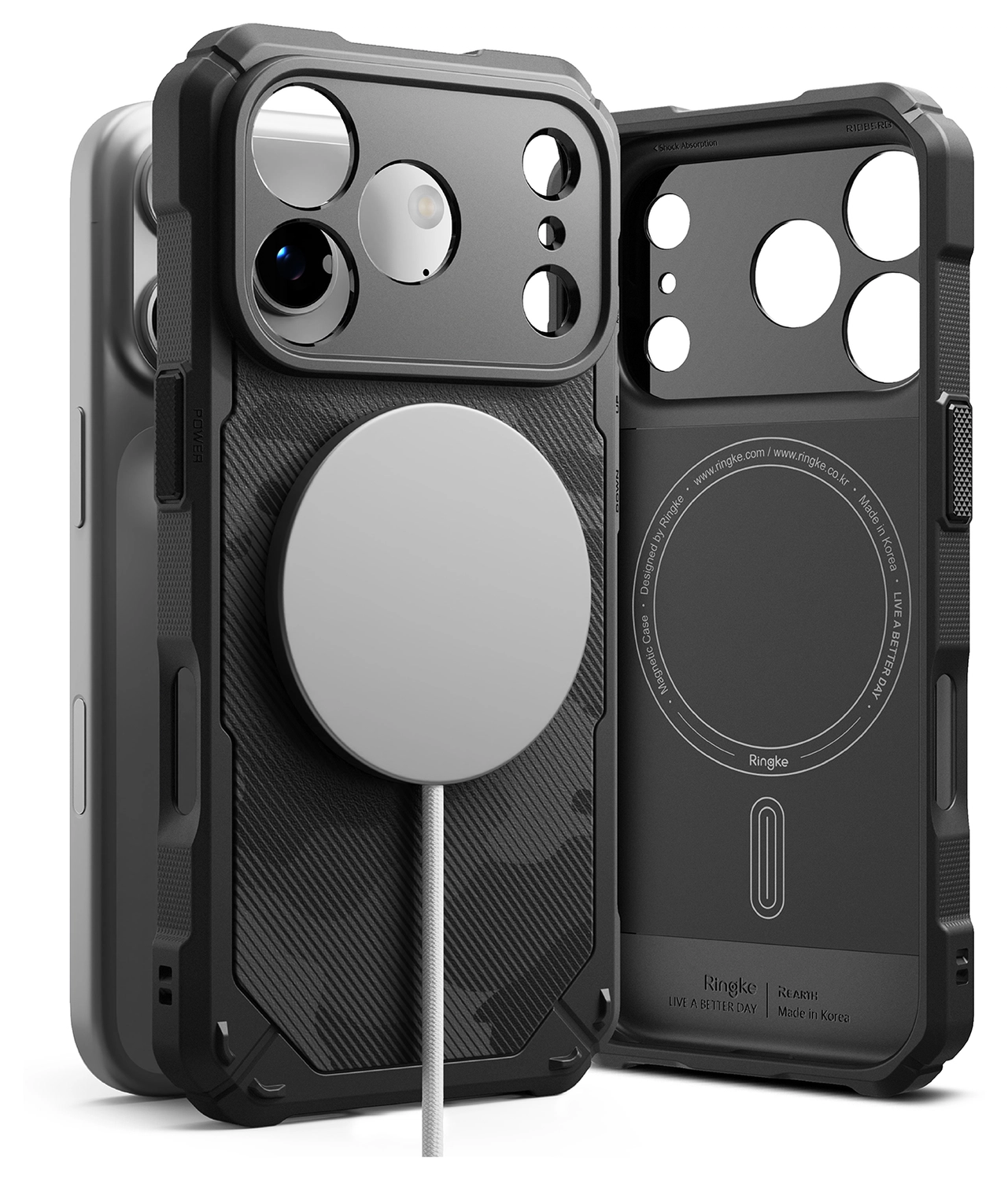 Ringke Rugged Gear Magnetic Apple iPhone 17 Pro Hoesje MagSafe Camo Zwart afbeelding 1
