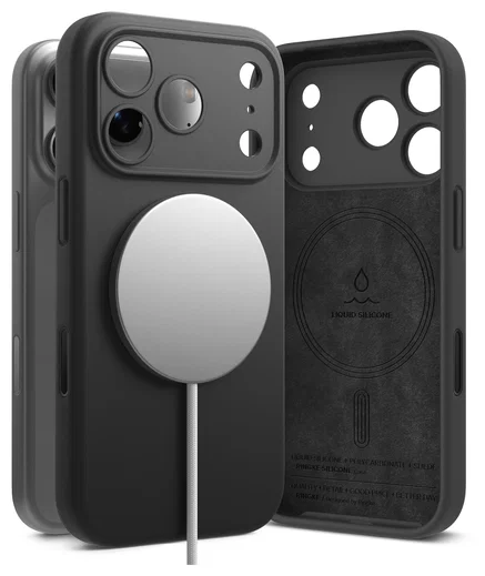 Ringke Silicone Magnetic Apple iPhone 17 Pro Hoesje MagSafe Back Cover Zwart afbeelding 1