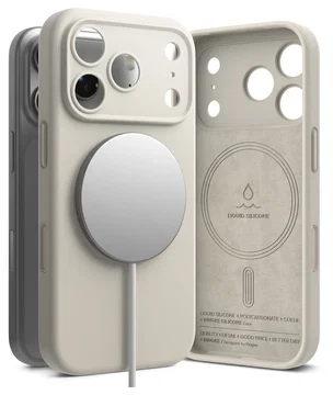 Ringke Silicone Magnetic Apple iPhone 17 Pro Hoesje MagSafe Back Cover Beige