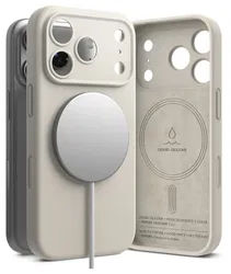 Ringke Silicone Magnetic Apple iPhone 17 Pro Hoesje MagSafe Back Cover Beige afbeelding