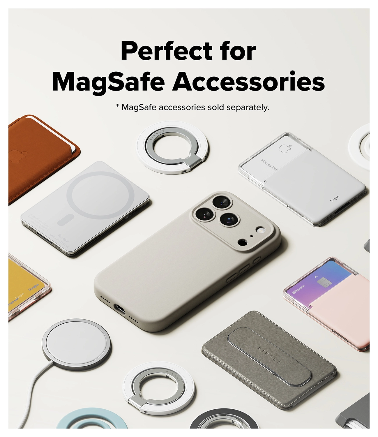 Ringke Silicone Magnetic Apple iPhone 17 Pro Hoesje MagSafe Back Cover Beige afbeelding 6