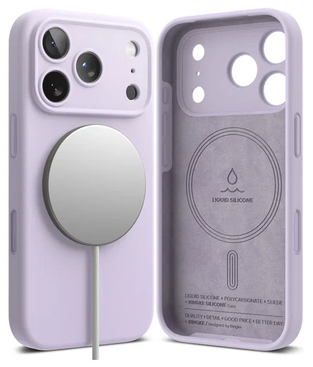 Ringke Silicone Magnetic Apple iPhone 17 Pro Hoesje MagSafe Back Cover Paars afbeelding 2