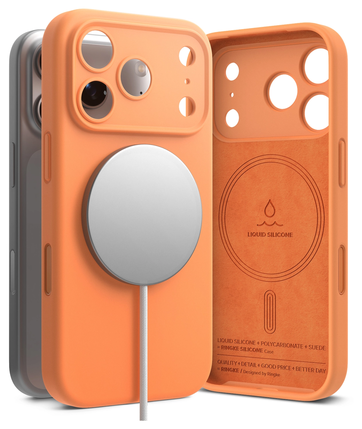 Ringke Silicone Magnetic Apple iPhone 17 Pro Hoesje MagSafe Back Cover Oranje afbeelding 1