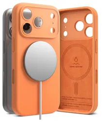 Ringke Silicone Magnetic Apple iPhone 17 Pro Hoesje MagSafe Back Cover Oranje afbeelding