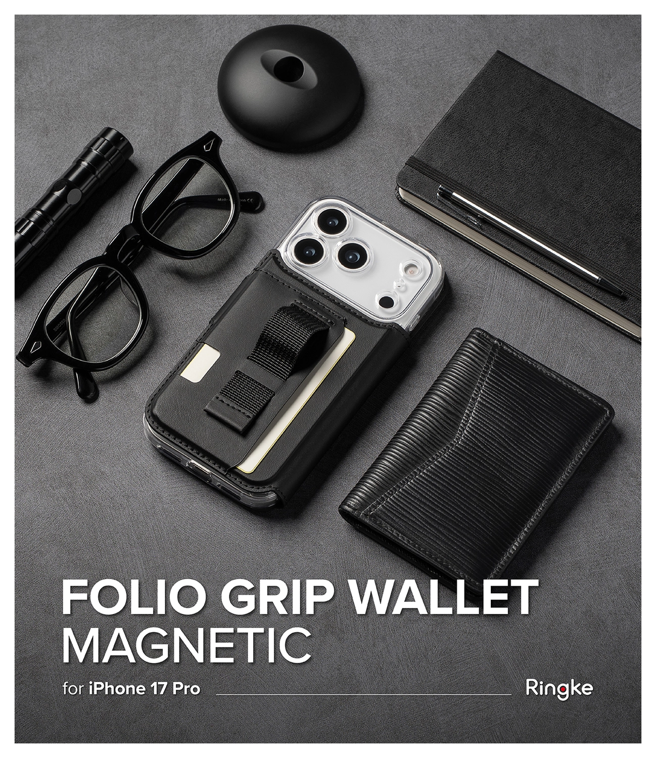 Ringke Folio Grip Wallet Magnetic Apple iPhone 17 Pro Hoesje Zwart afbeelding 8