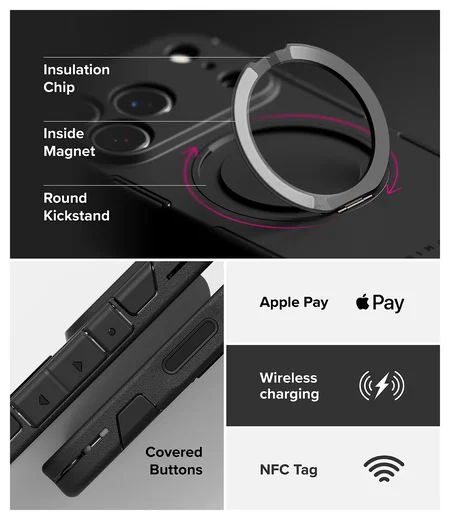 Ringke Alles iPhone 17 Pro Hoesje 360° MagSafe Standaard Zwart afbeelding 8