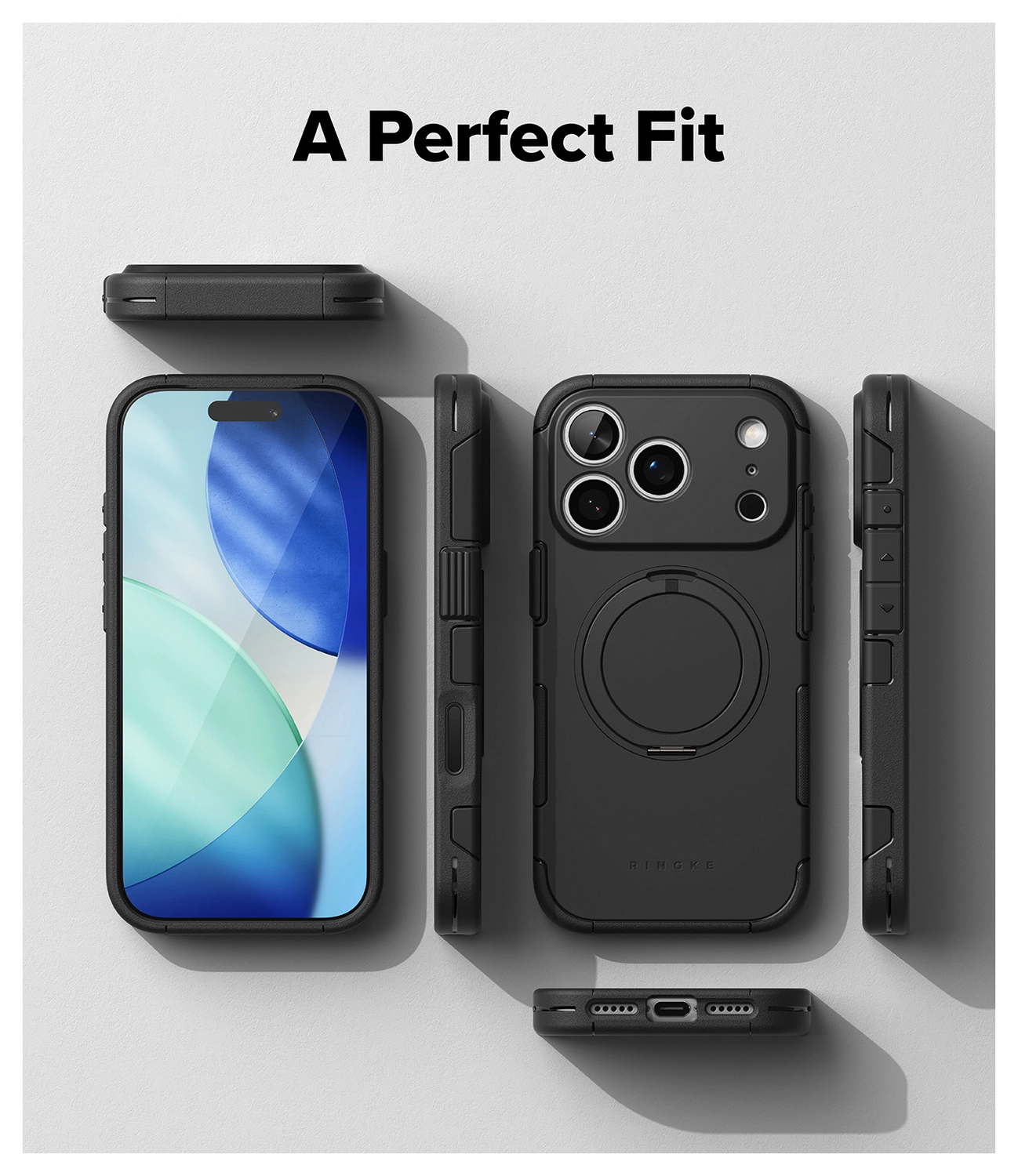 Ringke Alles iPhone 17 Pro Hoesje 360° MagSafe Standaard Zwart afbeelding 9