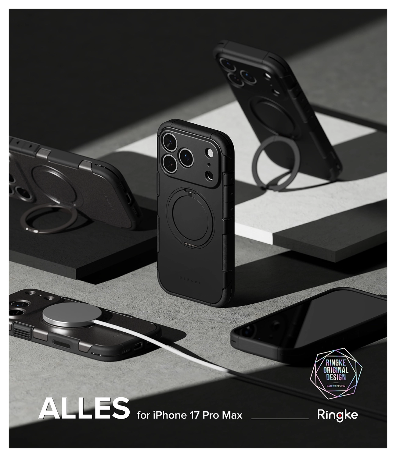 Ringke Alles iPhone 17 Pro Hoesje 360° MagSafe Standaard Gunmetal afbeelding 10