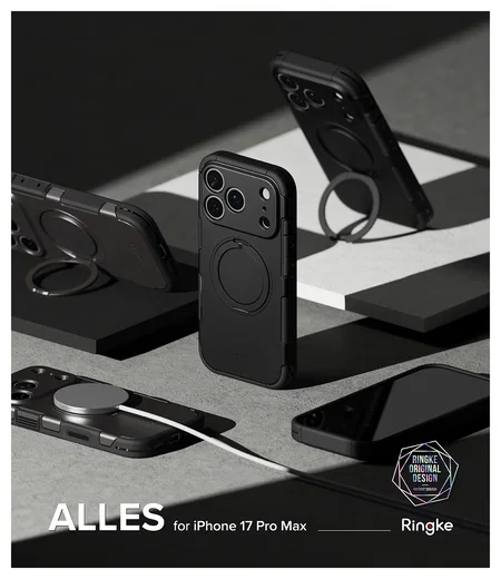Ringke Alles iPhone 17 Pro Hoesje 360° MagSafe Standaard Gunmetal afbeelding 10