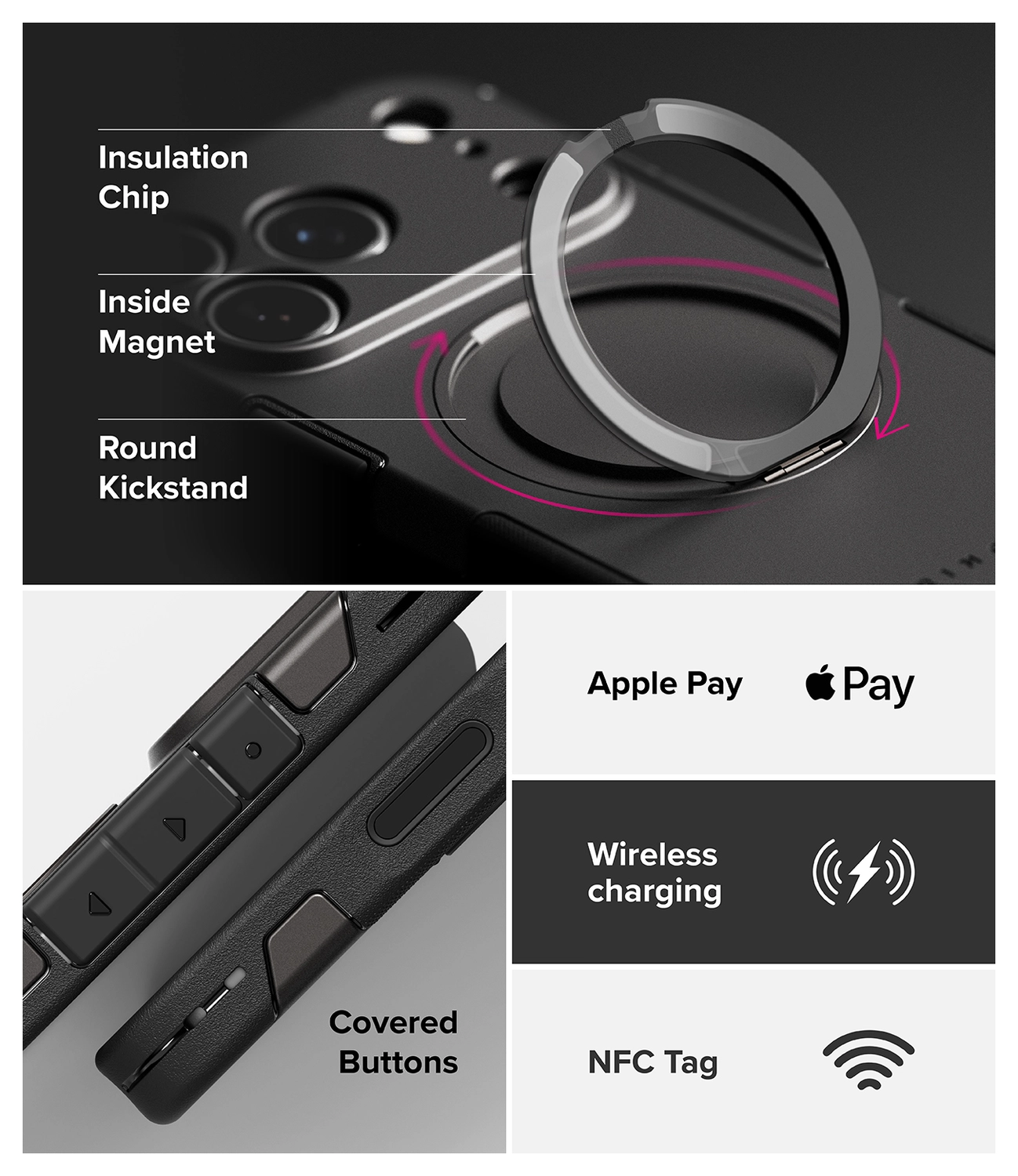 Ringke Alles iPhone 17 Pro Hoesje 360° MagSafe Standaard Gunmetal afbeelding 11